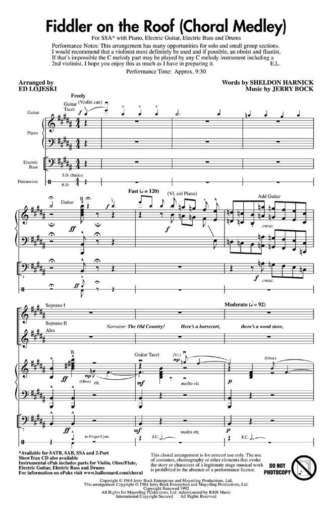 Fiddler on the Roof Choral Medley